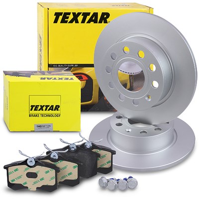 Textar Bremsscheiben + Bremsbeläge hinten für Audi, Seat, Skoda, VW von TEXTAR