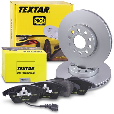 Textar Bremsscheiben + Bremsbeläge mit VWK Vorne für Audi, Seat, Skoda, VW von TEXTAR