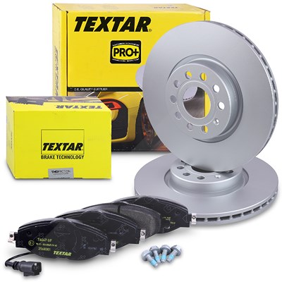 Textar Bremsscheiben + Bremsbeläge mit VWK Vorne für Audi, Cupra, Seat, Skoda, VW von TEXTAR