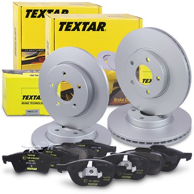 Textar Bremsscheiben +Bremsbeläge vorne+hinten für Ford von TEXTAR