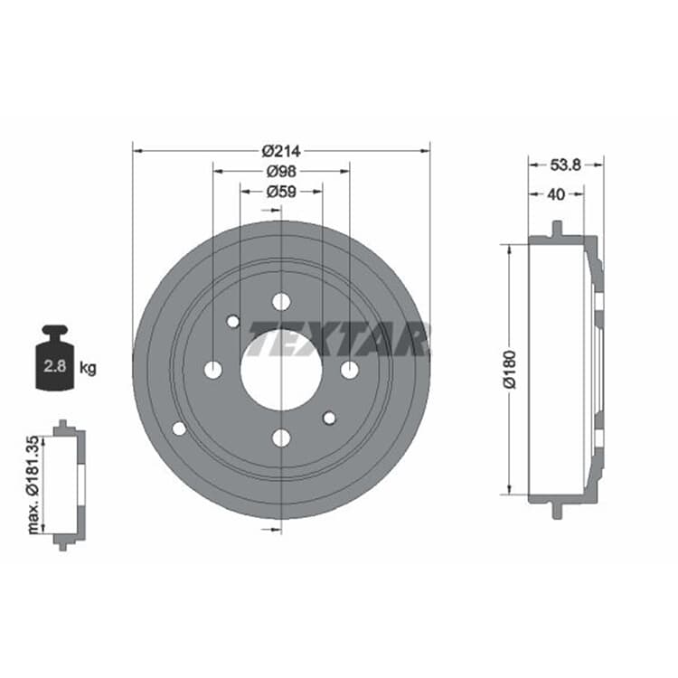 TEXTAR Bremstrommel Fiat Ford Lancia von TEXTAR