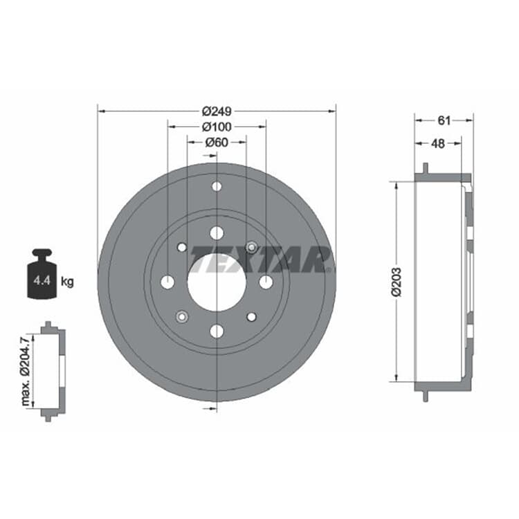 TEXTAR Bremstrommel Fiat Grande Punto Opel Adam Corsa von TEXTAR