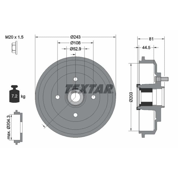 TEXTAR Bremstrommel Ford Fiesta Fusion Mazda 2 von TEXTAR