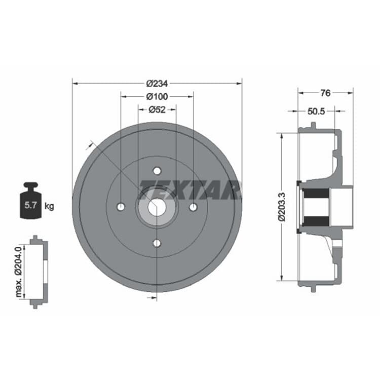 TEXTAR Bremstrommel Nissan Micra Note Tiida von TEXTAR