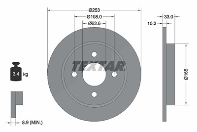 Textar 1x Bremsscheibe [Hersteller-Nr. 92088403] für Ford, Tvr von TEXTAR