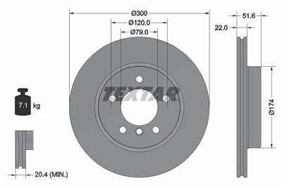 Textar 1x Bremsscheibe [Hersteller-Nr. 92097205] für Alpina, BMW von TEXTAR