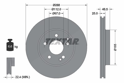 Textar 1x Bremsscheibe [Hersteller-Nr. 92105905] für Mercedes-Benz von TEXTAR