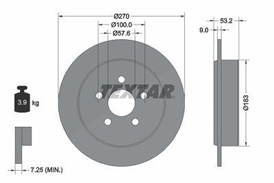 Textar 1x Bremsscheibe [Hersteller-Nr. 92108600] für Chrysler, Dodge, Plymouth von TEXTAR