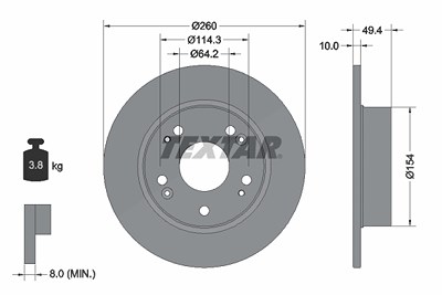 Textar 1x Bremsscheibe [Hersteller-Nr. 92144603] für Honda von TEXTAR