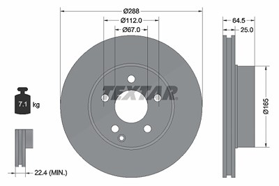 Textar 1x Bremsscheibe [Hersteller-Nr. 92159603] für Mercedes-Benz von TEXTAR