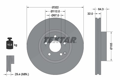 Textar 1x Bremsscheibe [Hersteller-Nr. 92163505] für Mercedes-Benz von TEXTAR