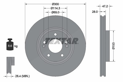 Textar 1x Bremsscheibe [Hersteller-Nr. 92166505] für Hyundai, Kia von TEXTAR