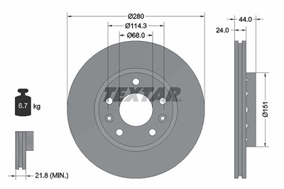 Textar 1x Bremsscheibe [Hersteller-Nr. 92195505] für Dacia, Nissan, Renault von TEXTAR