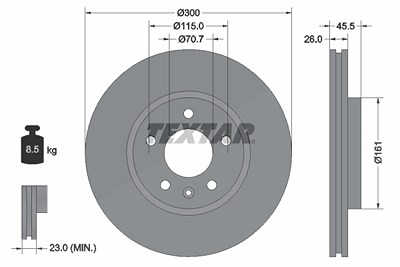 Textar 1x Bremsscheibe [Hersteller-Nr. 92205605] für Chevrolet, Vauxhall, Opel von TEXTAR