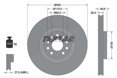 Textar 1x Bremsscheibe [Hersteller-Nr. 92229805] für Audi, Cupra, Seat, Skoda, VW von TEXTAR