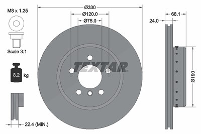 Textar 1x Bremsscheibe [Hersteller-Nr. 92265825] für BMW von TEXTAR