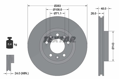 Textar 1x Bremsscheibe [Hersteller-Nr. 92267203] für Citroën, Fiat, Opel, Peugeot von TEXTAR