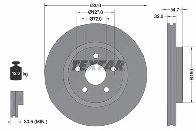 Textar 1x Bremsscheibe [Hersteller-Nr. 92272205] für Dodge, Jeep von TEXTAR