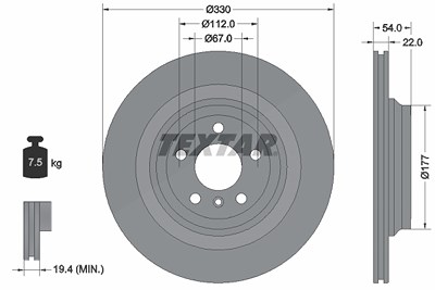 Textar 1x Bremsscheibe [Hersteller-Nr. 92273505] für Mercedes-Benz von TEXTAR