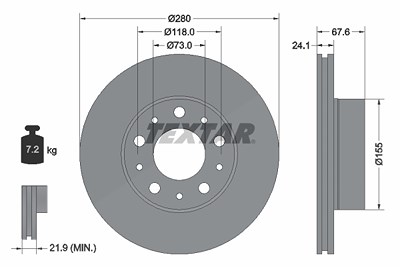 Textar 1x Bremsscheibe [Hersteller-Nr. 92275105] für Citroën, Fiat, Opel, Peugeot von TEXTAR