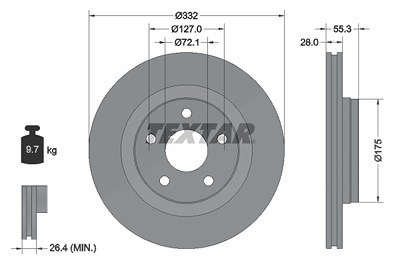 Textar 1x Bremsscheibe [Hersteller-Nr. 92278803] für Jeep von TEXTAR