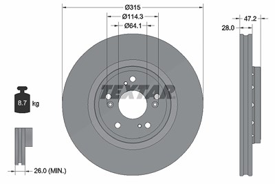 Textar 1x Bremsscheibe [Hersteller-Nr. 92283303] für Honda von TEXTAR