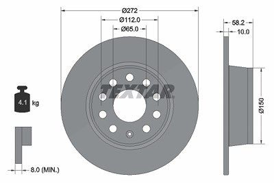 Textar 1x Bremsscheibe [Hersteller-Nr. 92300003] für Audi, Seat, Skoda, VW von TEXTAR