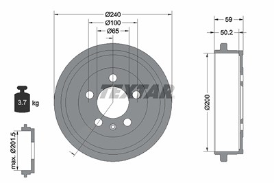 Textar 1x Bremstrommel [Hersteller-Nr. 94023800] für Audi, Seat, Skoda, VW von TEXTAR