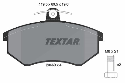 Textar Bremsbelagsatz, Scheibenbremse [Hersteller-Nr. 2066921] für Audi, Chery von TEXTAR