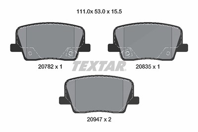 Textar Bremsbelagsatz, Scheibenbremse [Hersteller-Nr. 2078201] für Ssangyong von TEXTAR