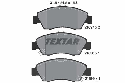 Textar Bremsbelagsatz, Scheibenbremse [Hersteller-Nr. 2169701] für Honda von TEXTAR