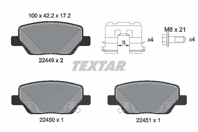 Textar Bremsbelagsatz, Scheibenbremse [Hersteller-Nr. 2244901] für Fiat von TEXTAR