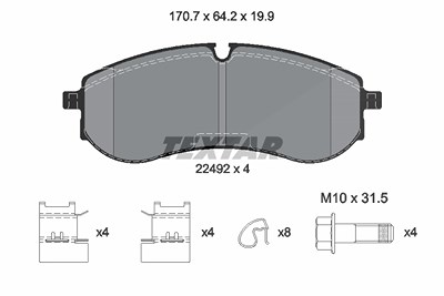 Textar Bremsbelagsatz, Scheibenbremse [Hersteller-Nr. 2249201] für Man, VW von TEXTAR