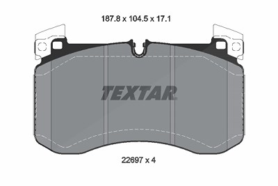 Textar Bremsbelagsatz, Scheibenbremse [Hersteller-Nr. 2269701] für Mercedes-Benz von TEXTAR