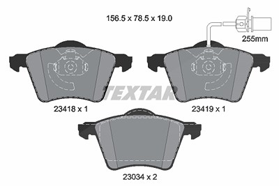 Textar Bremsbelagsatz, Scheibenbremse [Hersteller-Nr. 2341801] für Ford, Seat, VW von TEXTAR