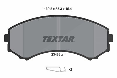 Textar Bremsbelagsatz, Scheibenbremse [Hersteller-Nr. 2348801] für Mazda, Mitsubishi von TEXTAR