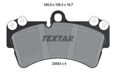 Textar Bremsbelagsatz, Scheibenbremse [Hersteller-Nr. 2369302] für Audi, Porsche, VW von TEXTAR