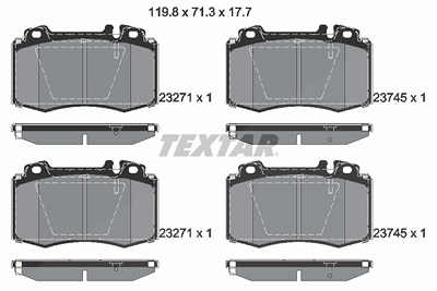 Textar Bremsbelagsatz, Scheibenbremse [Hersteller-Nr. 2374502] für Mercedes-Benz von TEXTAR