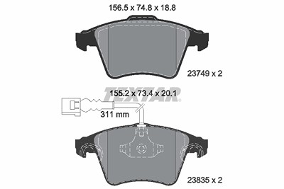 Textar Bremsbelagsatz, Scheibenbremse [Hersteller-Nr. 2374901] für VW von TEXTAR