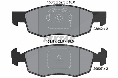 Textar Bremsbelagsatz, Scheibenbremse [Hersteller-Nr. 2384201] für Fiat von TEXTAR