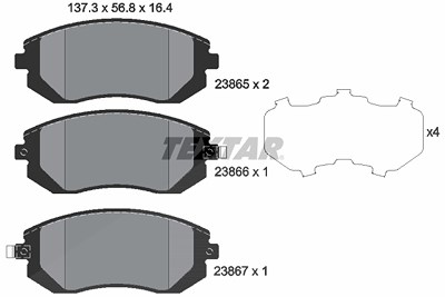 Textar Bremsbelagsatz, Scheibenbremse [Hersteller-Nr. 2386501] für Subaru von TEXTAR