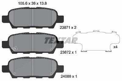 Textar Bremsbelagsatz, Scheibenbremse [Hersteller-Nr. 2387101] für Infiniti, Nissan, Renault von TEXTAR