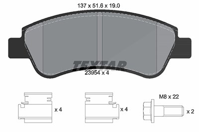 Textar Bremsbelagsatz, Scheibenbremse [Hersteller-Nr. 2395401] für Citroën, Ds, Opel, Peugeot von TEXTAR