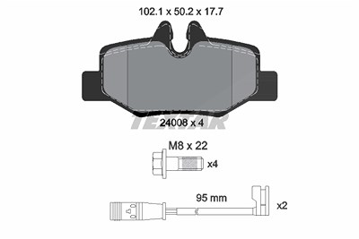 Textar Bremsbelagsatz, Scheibenbremse [Hersteller-Nr. 2400801] für Mercedes-Benz von TEXTAR