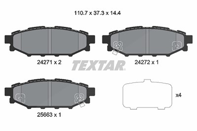 Textar Bremsbelagsatz, Scheibenbremse [Hersteller-Nr. 2427101] für Subaru, Toyota von TEXTAR