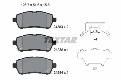 Textar Bremsbelagsatz, Scheibenbremse [Hersteller-Nr. 2428303] für Daihatsu, Ford, Mazda, Subaru, Suzuki von TEXTAR