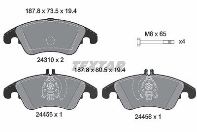 Textar Bremsbelagsatz, Scheibenbremse [Hersteller-Nr. 2431001] für Mercedes-Benz von TEXTAR