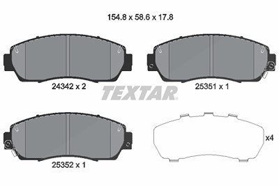 Textar Bremsbelagsatz, Scheibenbremse [Hersteller-Nr. 2434201] für Honda von TEXTAR