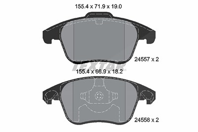 Textar Bremsbelagsatz, Scheibenbremse [Hersteller-Nr. 2455701] für Citroën, Peugeot, Opel, Ds von TEXTAR