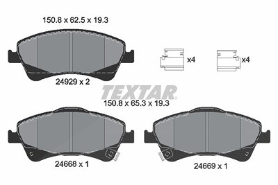 Textar Bremsbelagsatz, Scheibenbremse [Hersteller-Nr. 2466801] für Toyota von TEXTAR